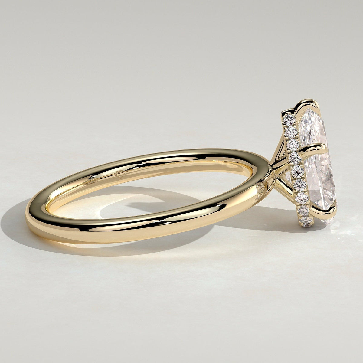 Pear Hidden Halo Lab Grown Diamond Engagement Ring