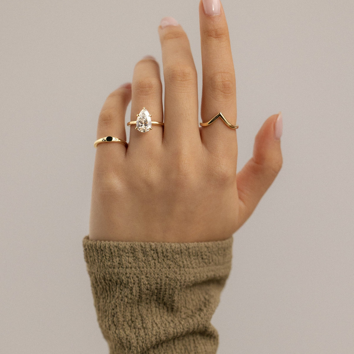Pear Hidden Halo Lab Grown Diamond Engagement Ring