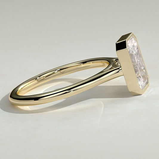 Radiant Bezel Solitaire Lab Grown Diamond Engagement Ring