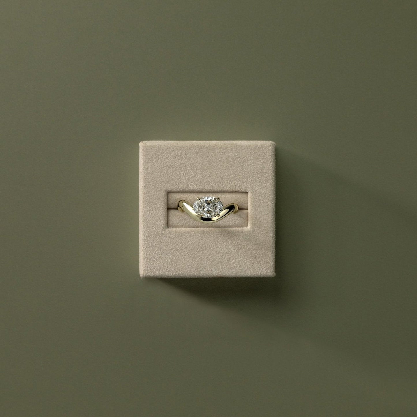 Oval Solitaire Wave Band Lab Grown Diamond Engagement Ring