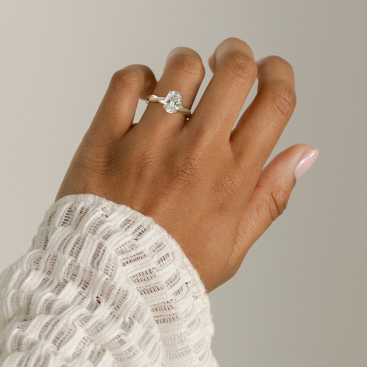 Oval Twisted Pave Lab Grown Diamond Engagement Ring