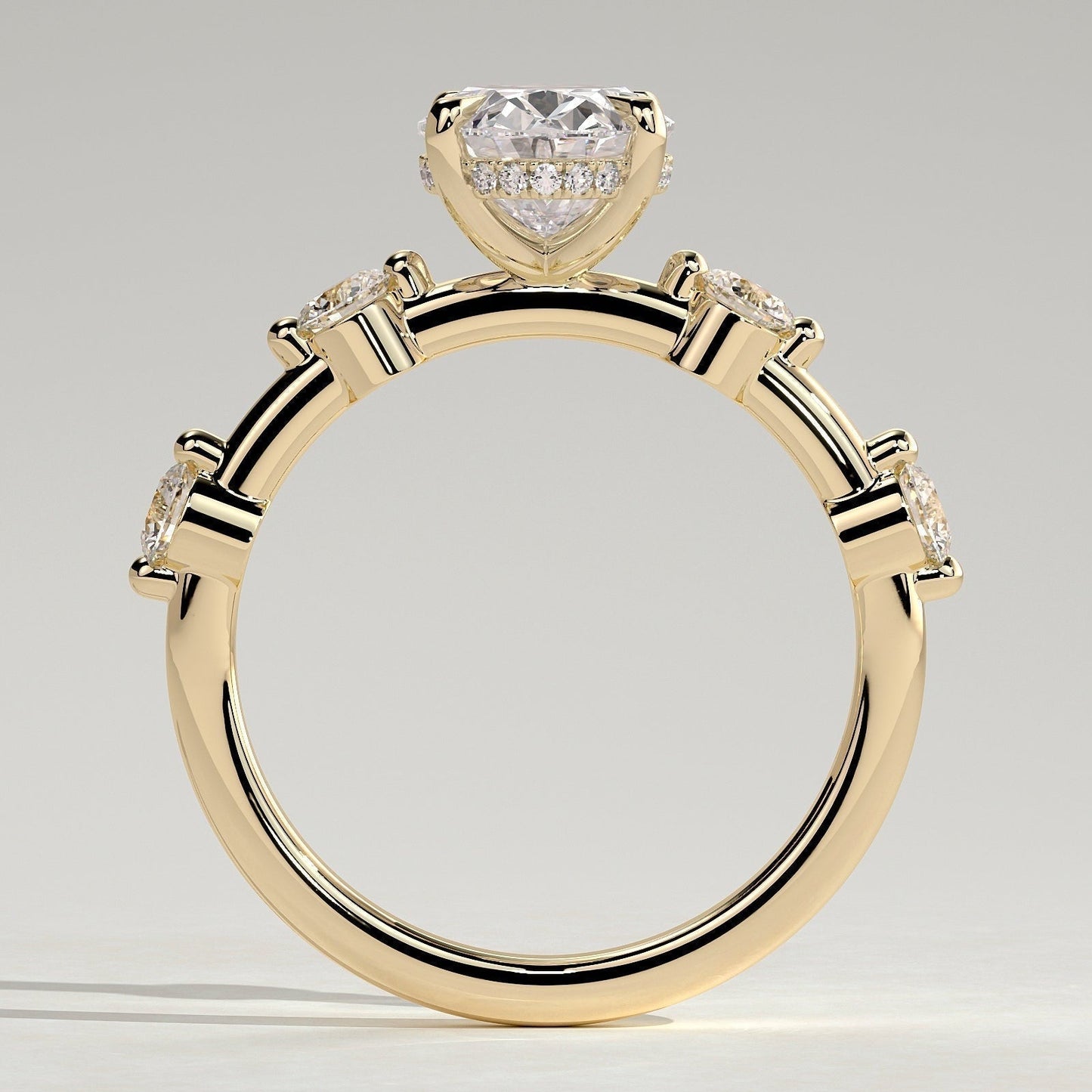 Oval Dainty Pave Lab Grown Diamond Engagement Ring