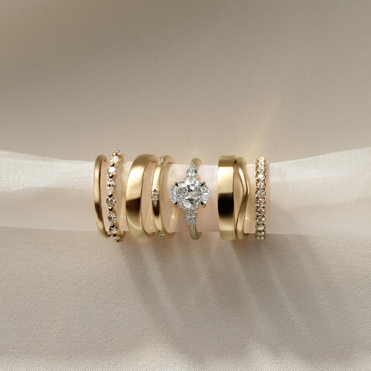 Oval Cluster Lab Grown Diamond Engagement Ring