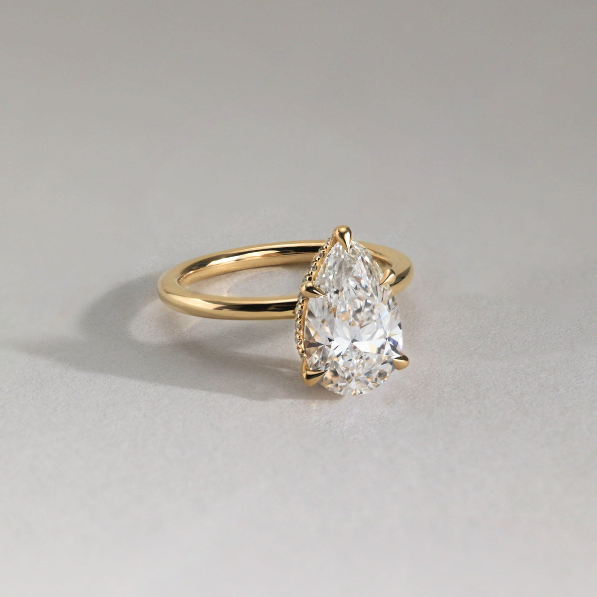 Pear Hidden Halo Lab Grown Diamond Engagement Ring