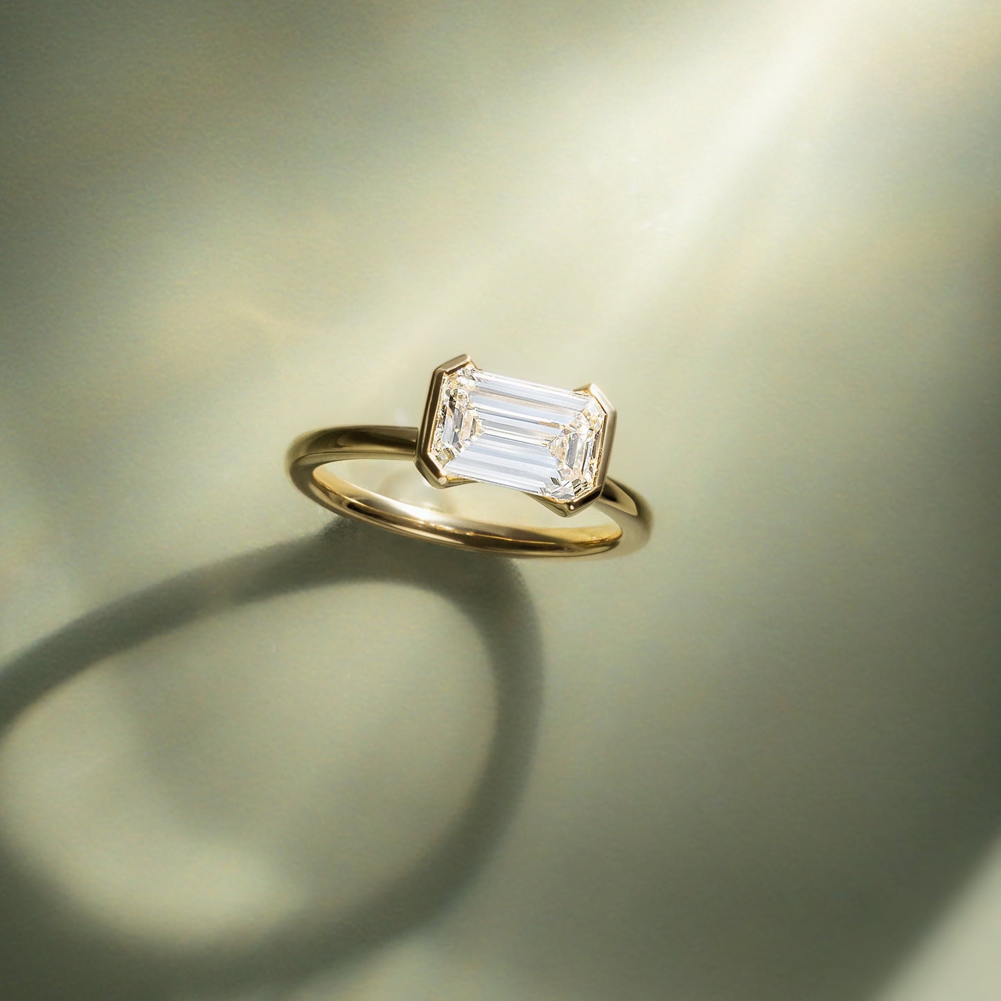 Emerald Solitaire Lab Grown Diamond Engagement Ring