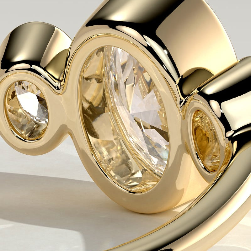 Oval Three Stone Bezel Lab Grown Diamond Engagement Ring