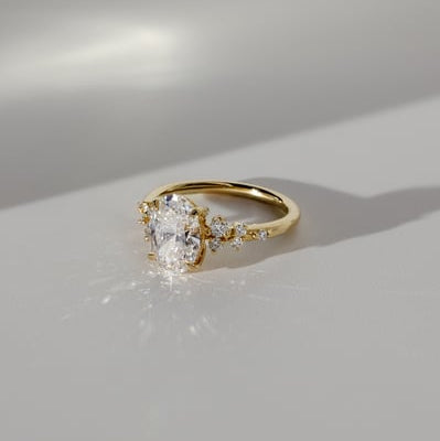 Oval Cluster Lab Grown Diamond Engagement Ring
