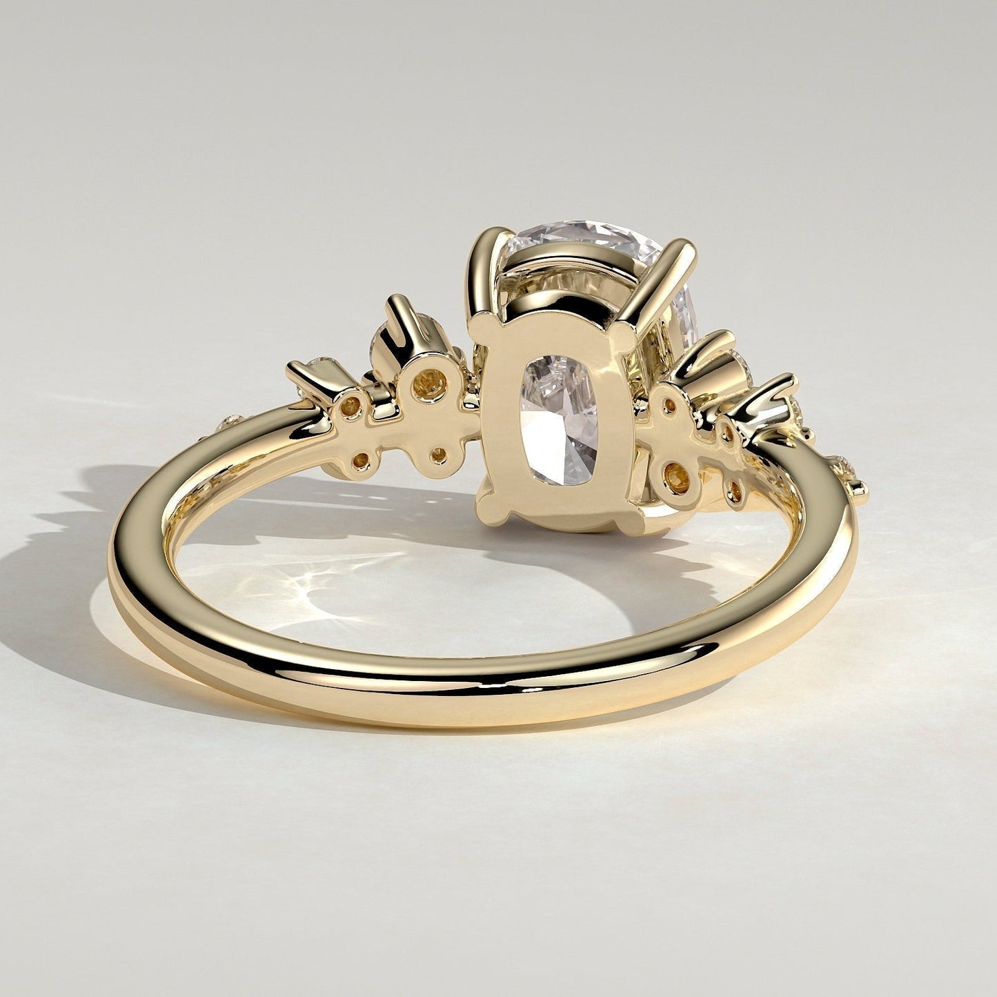 Elongated Cushion Cluster Lab Grown Diamond Engagement Ring