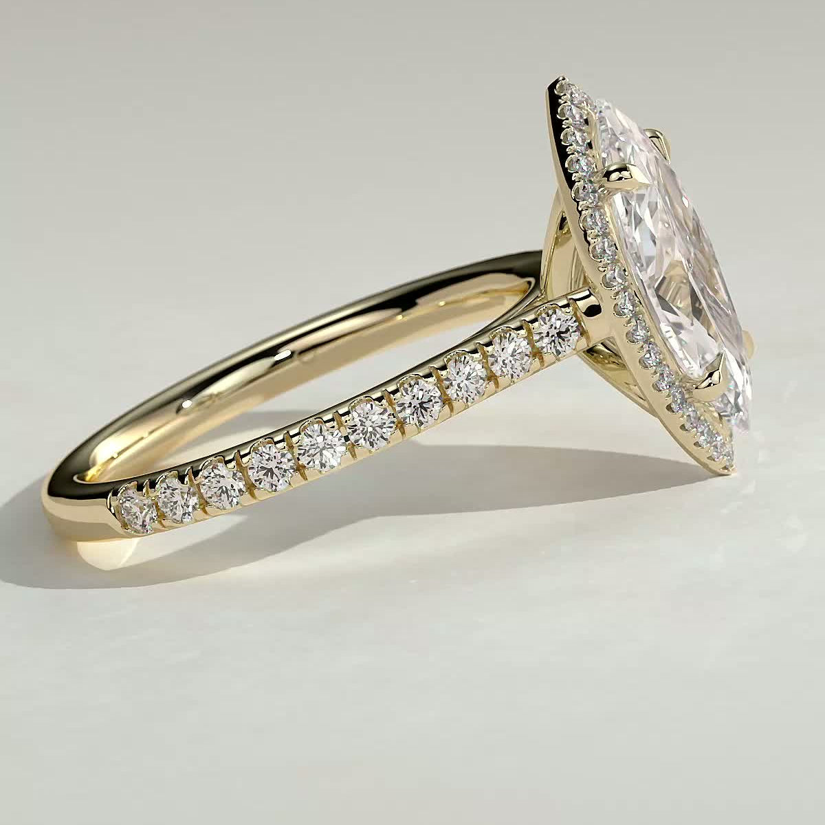 Marquise Halo & Pave Lab Grown Diamond Engagement Ring