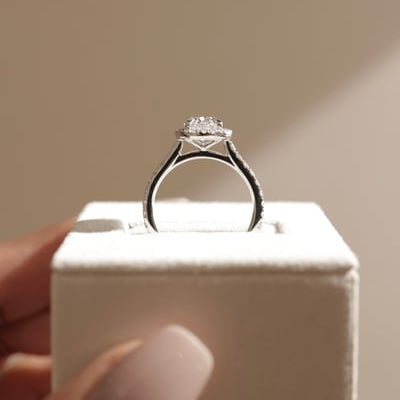 Oval Halo & Pave Lab Grown Diamond Engagement Ring