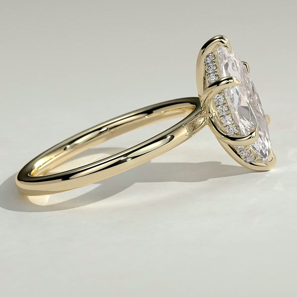 Marquise Hidden Halo Lab Grown Diamond Engagement Ring