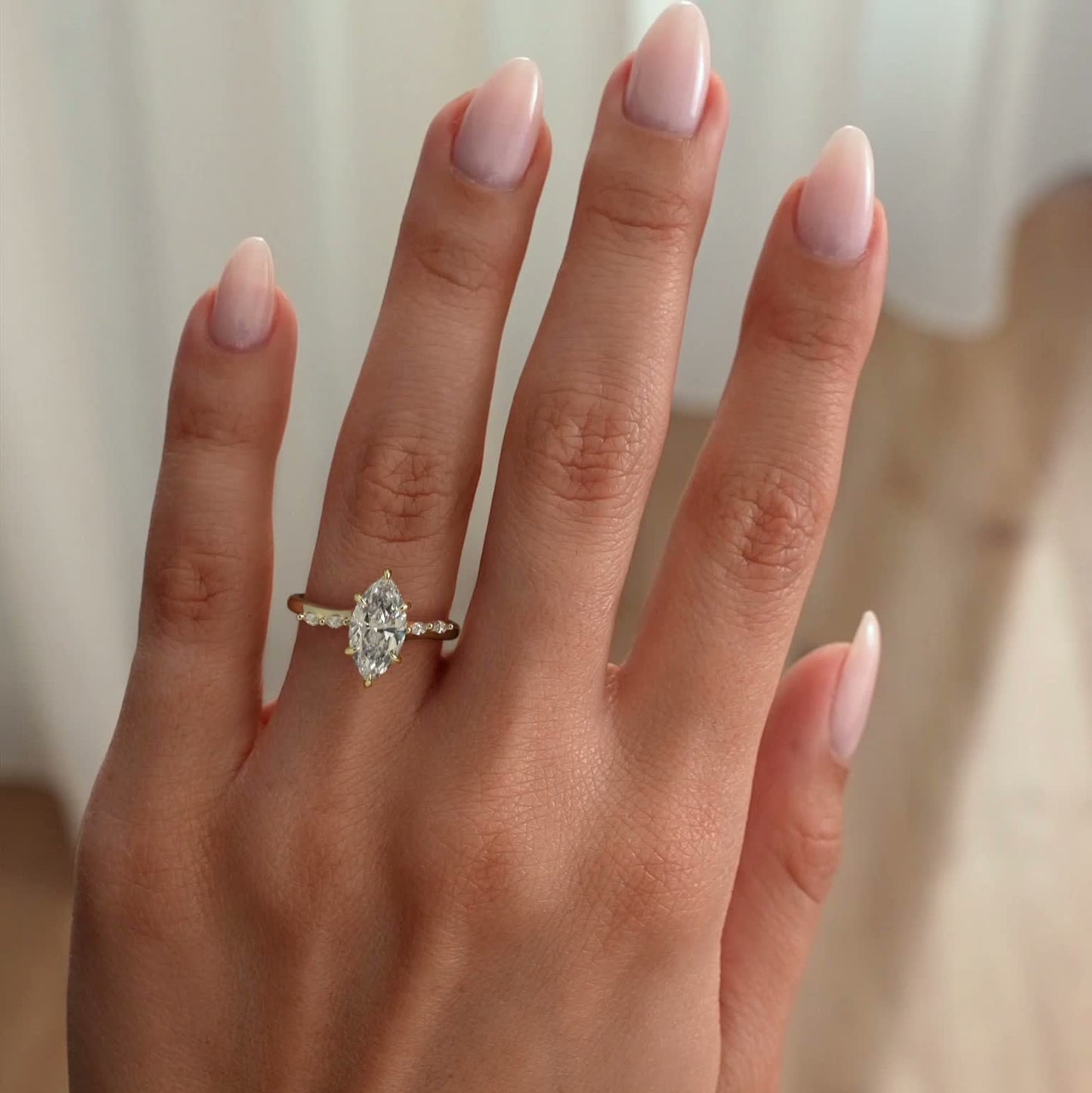Marquise Pave Lab Grown Diamond Engagement Ring