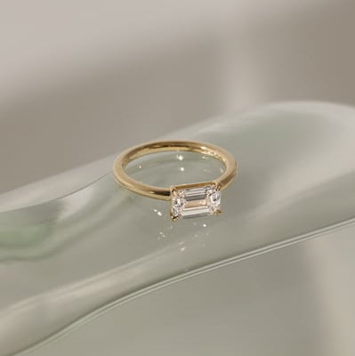 Emerald Solitaire Lab Grown Diamond Engagement Ring