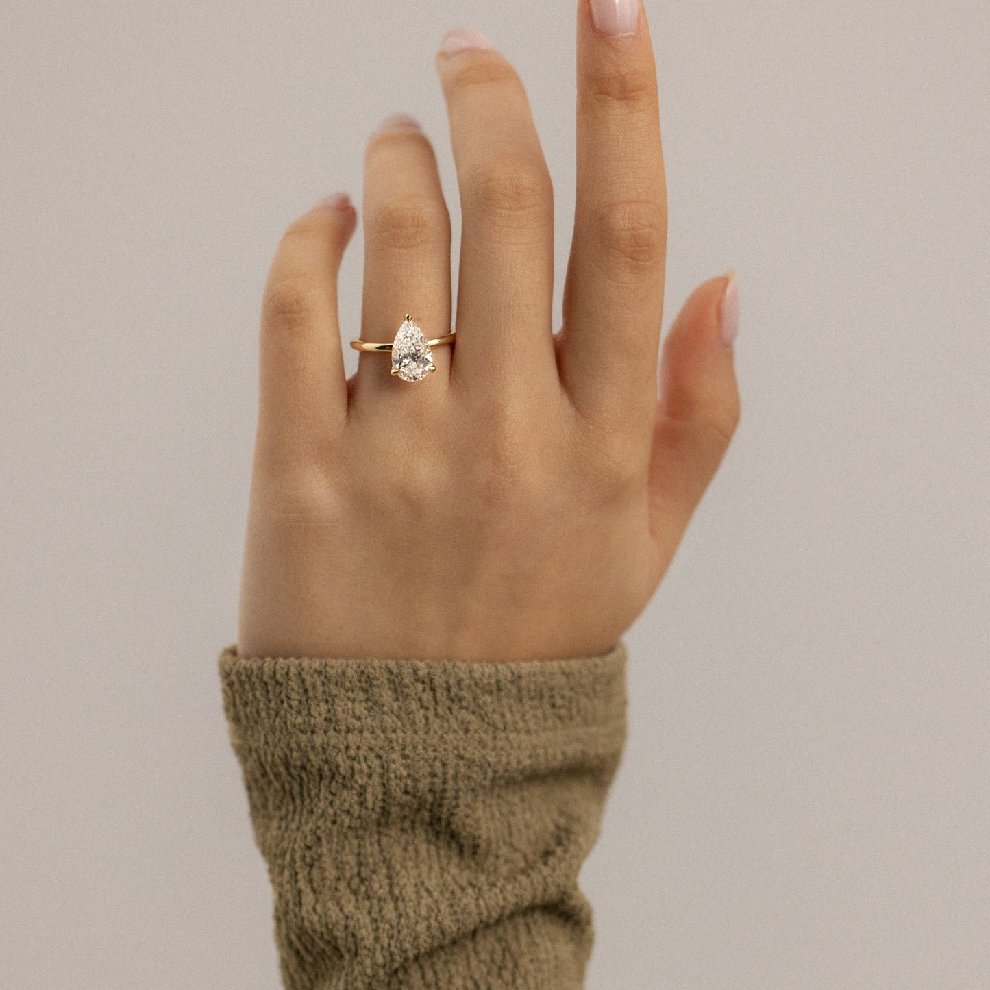 Pear Solitaire Lab Grown Diamond Engagement Ring