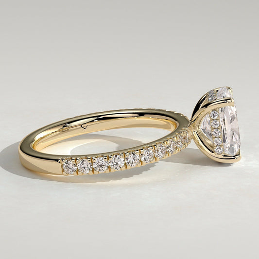 Elongated Cushion Pave Lab Grown Diamond Engagement Ring