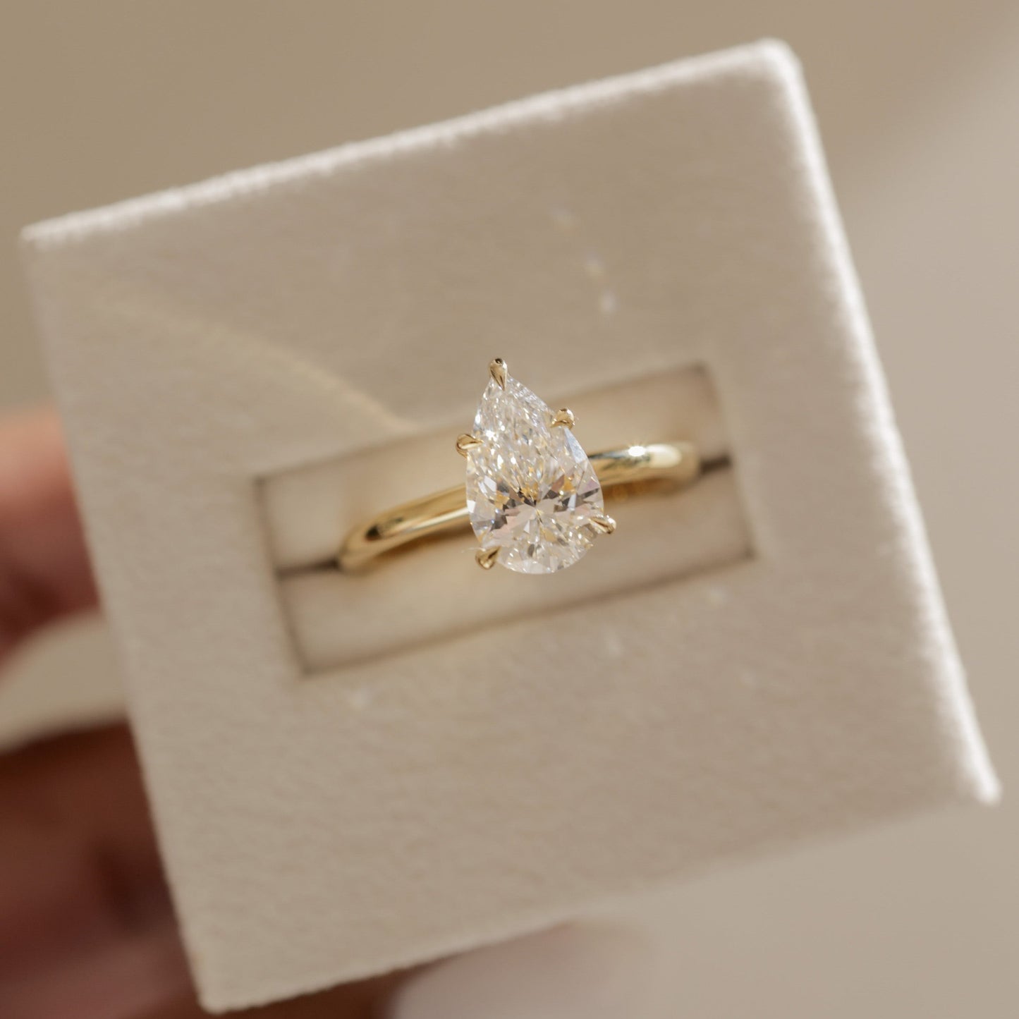 Pear Hidden Halo Lab Grown Diamond Engagement Ring