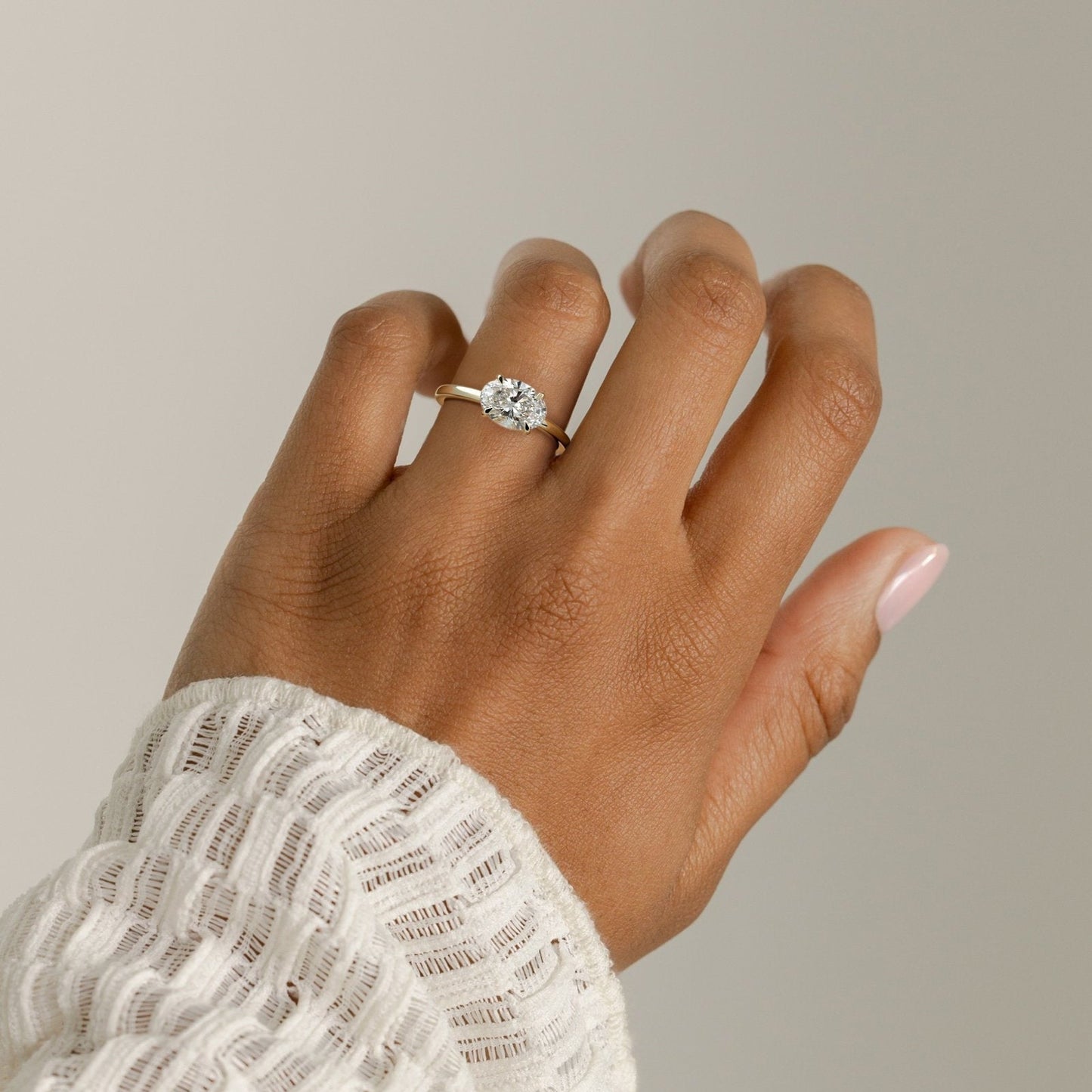 East West Oval Solitaire Lab Grown Diamond Engagement Ring