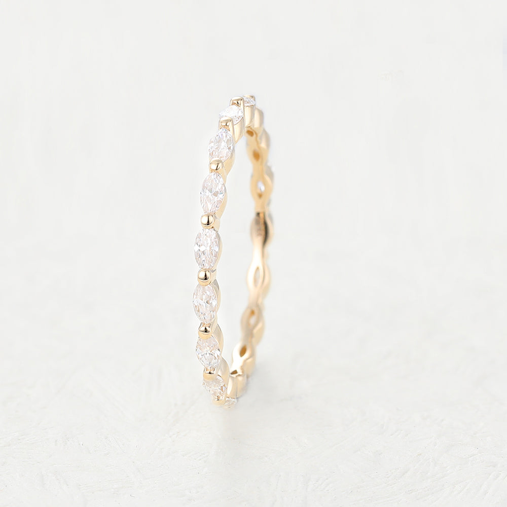 1.44 CT Marquise Shaped Moissanite Full Eternity Wedding Band 2 1.44 CT Marquise Shaped Moissanite Full Eternity Wedding Band 2