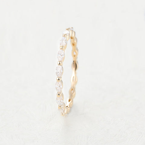 1.44 CT Marquise Shaped Moissanite Full Eternity Wedding Band 2 1.44 CT Marquise Shaped Moissanite Full Eternity Wedding Band 2
