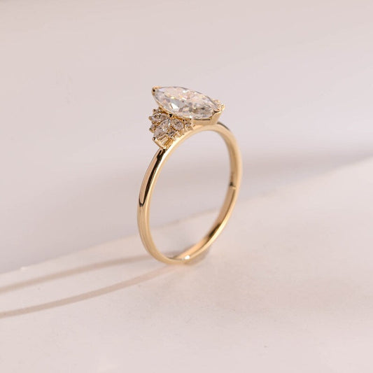 Stunning 1.0 - 2.0 CT Marquise Moissanite Engagement Ring with Cluster Design 7