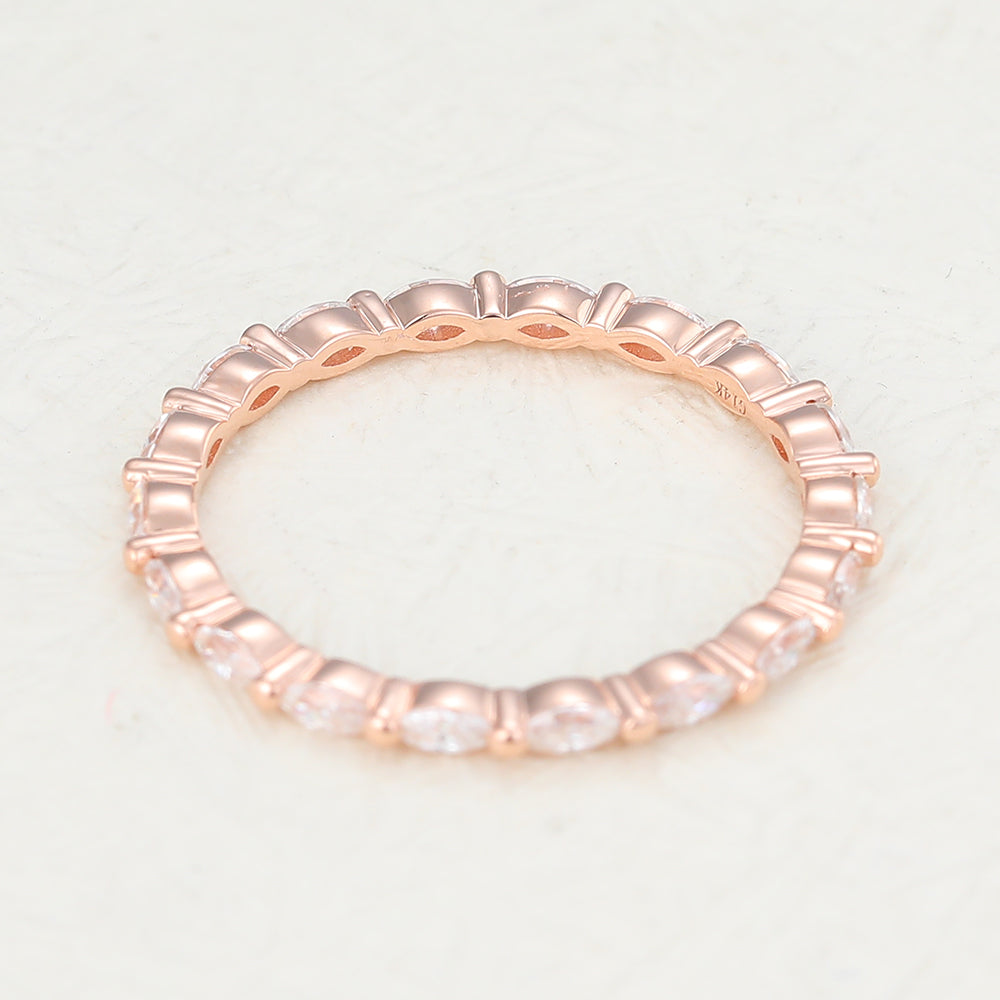 1.44 CT Marquise Shaped Moissanite Full Eternity Wedding Band 4 1.44 CT Marquise Shaped Moissanite Full Eternity Wedding Band 4