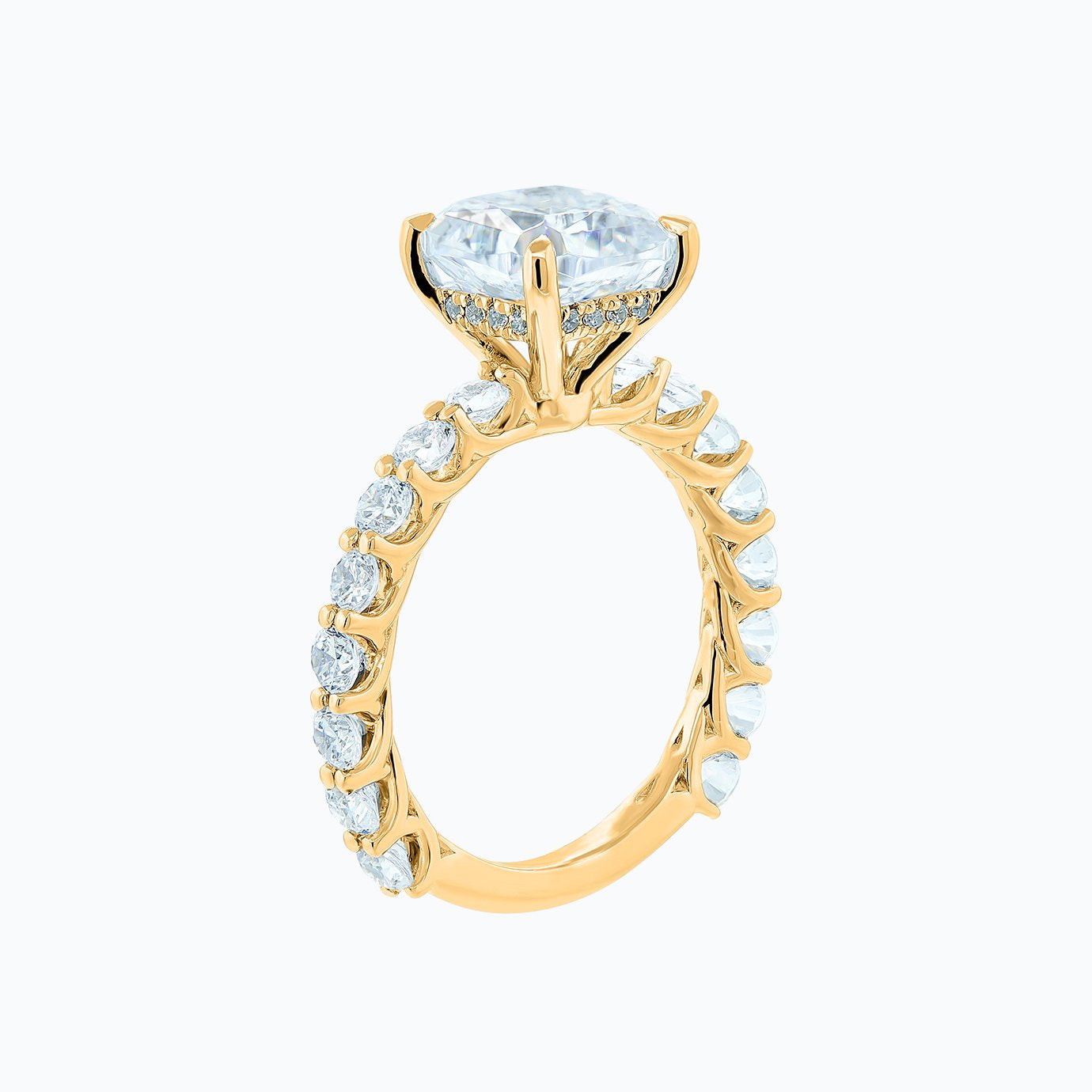 Cushion Hidden Halo & Pave Lab Grown Diamond Engagement Ring