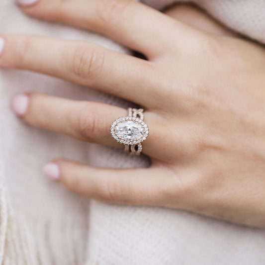 Oval Halo & Pave Lab Grown Diamond Engagement Ring
