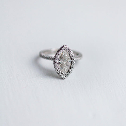 Marquise Halo & Pave Lab Grown Diamond Engagement Ring