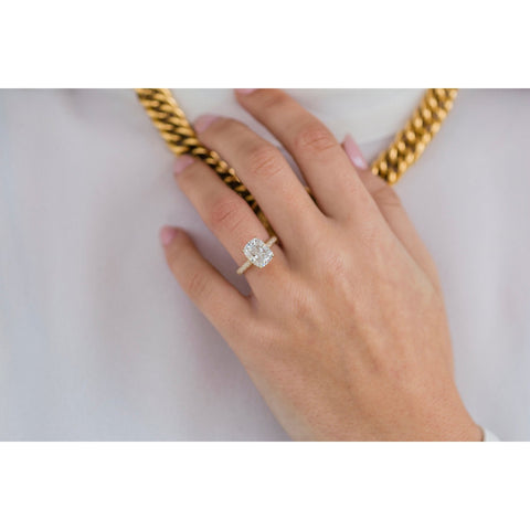 3.20 CT Elongated Cushion Solitaire Hidden Halo Moissanite Engagement Ring 7 3.20 CT Elongated Cushion Solitaire Hidden Halo Moissanite Engagement Ring 7