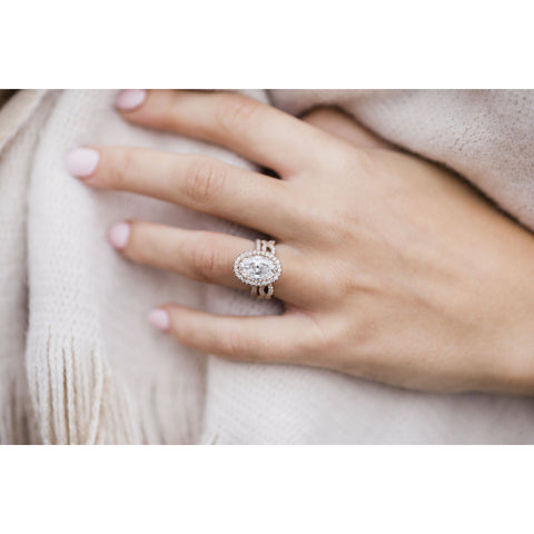 3.90 CT Oval Halo & Pave Moissanite Engagement Ring 7 3.90 CT Oval Halo & Pave Moissanite Engagement Ring 7