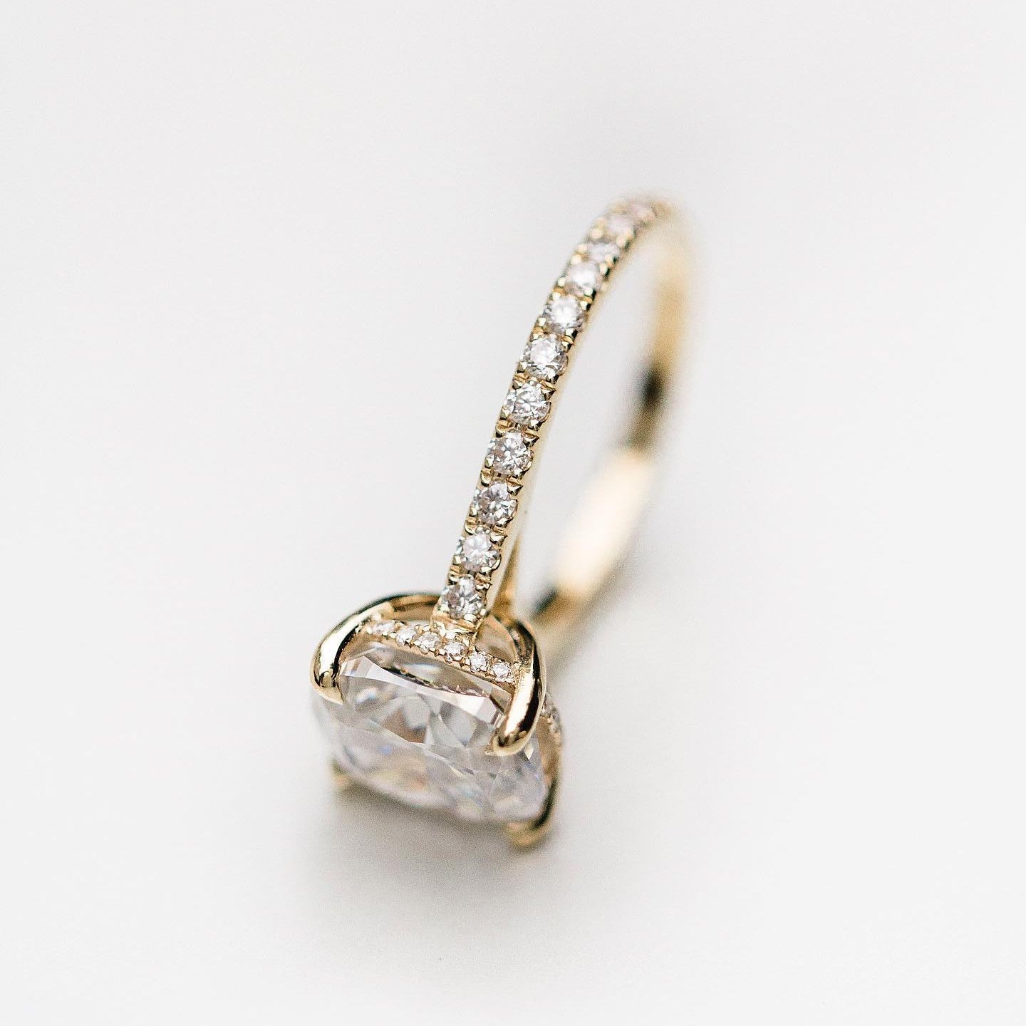 Cushion Pave Lab Grown Diamond Engagement Ring