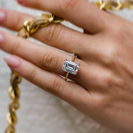 Emerald Pave Lab Grown Diamond Engagement Ring