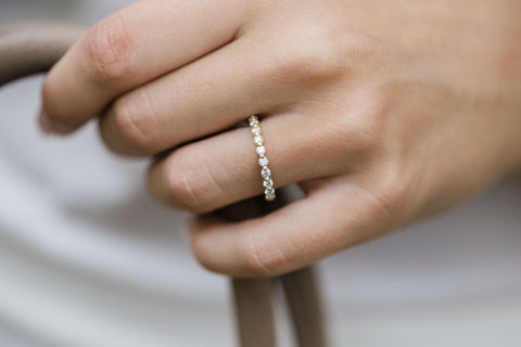 0.70 TCW Round Bubble Prong Moissanite Wedding Band 5 0.70 TCW Round Bubble Prong Moissanite Wedding Band 5