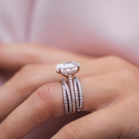 0.40 TCW Round Cut Cross Over Moissanite Wedding Band 7 0.40 TCW Round Cut Cross Over Moissanite Wedding Band 7