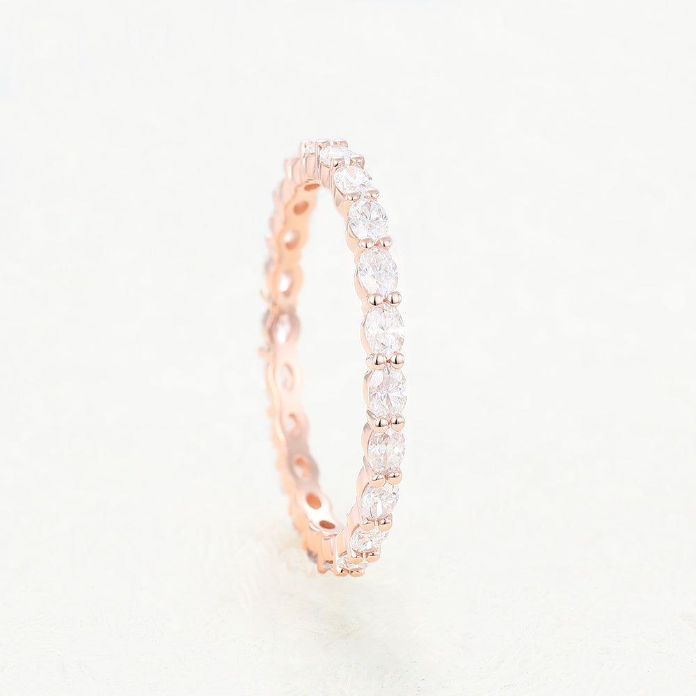 1.32 CT Oval Shaped Moissanite Full Eternity Wedding Band 3 1.32 CT Oval Shaped Moissanite Full Eternity Wedding Band 3