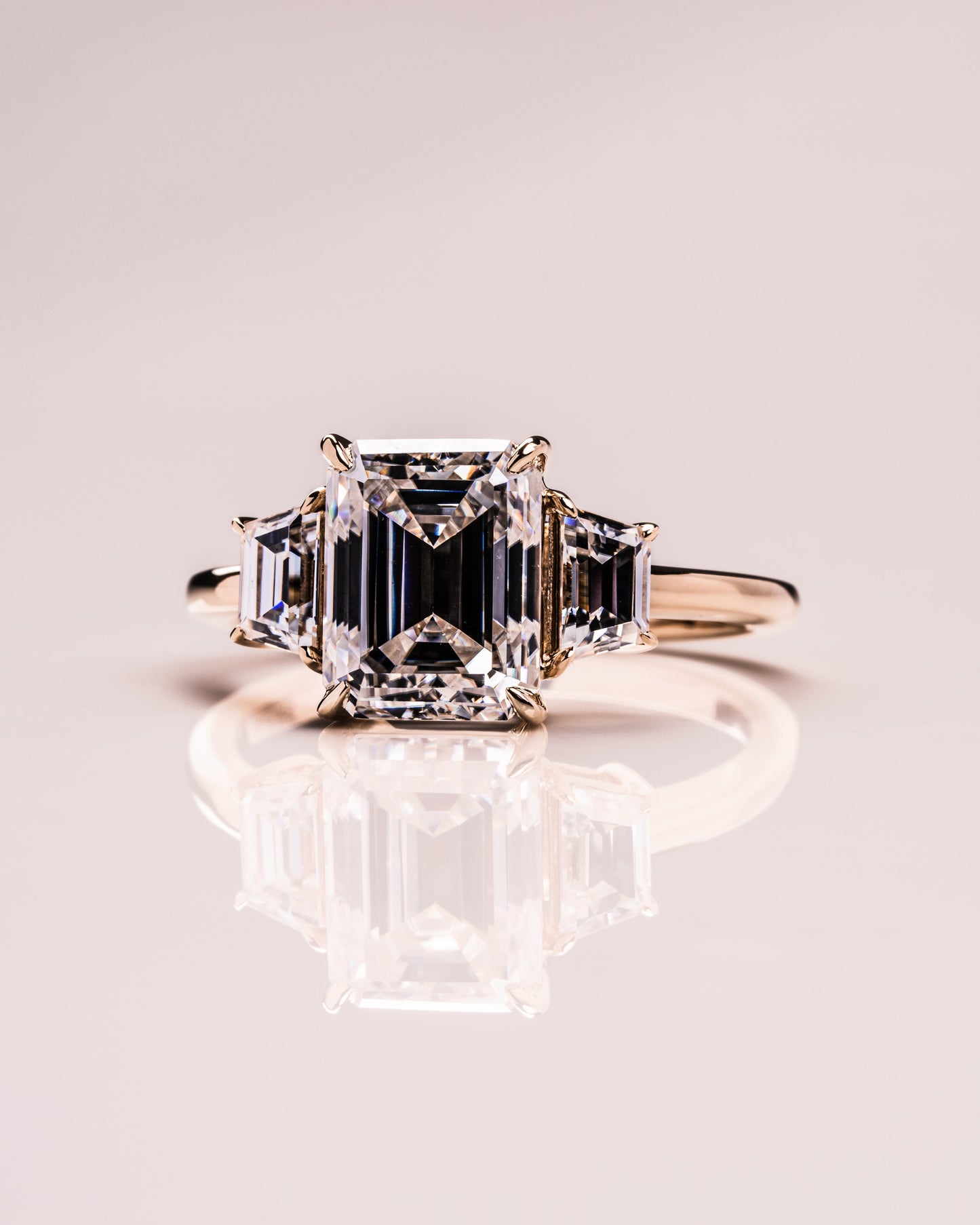 0.66 CT Emerald Cut Three Stone Lab Grown Diamond Engagement Ring