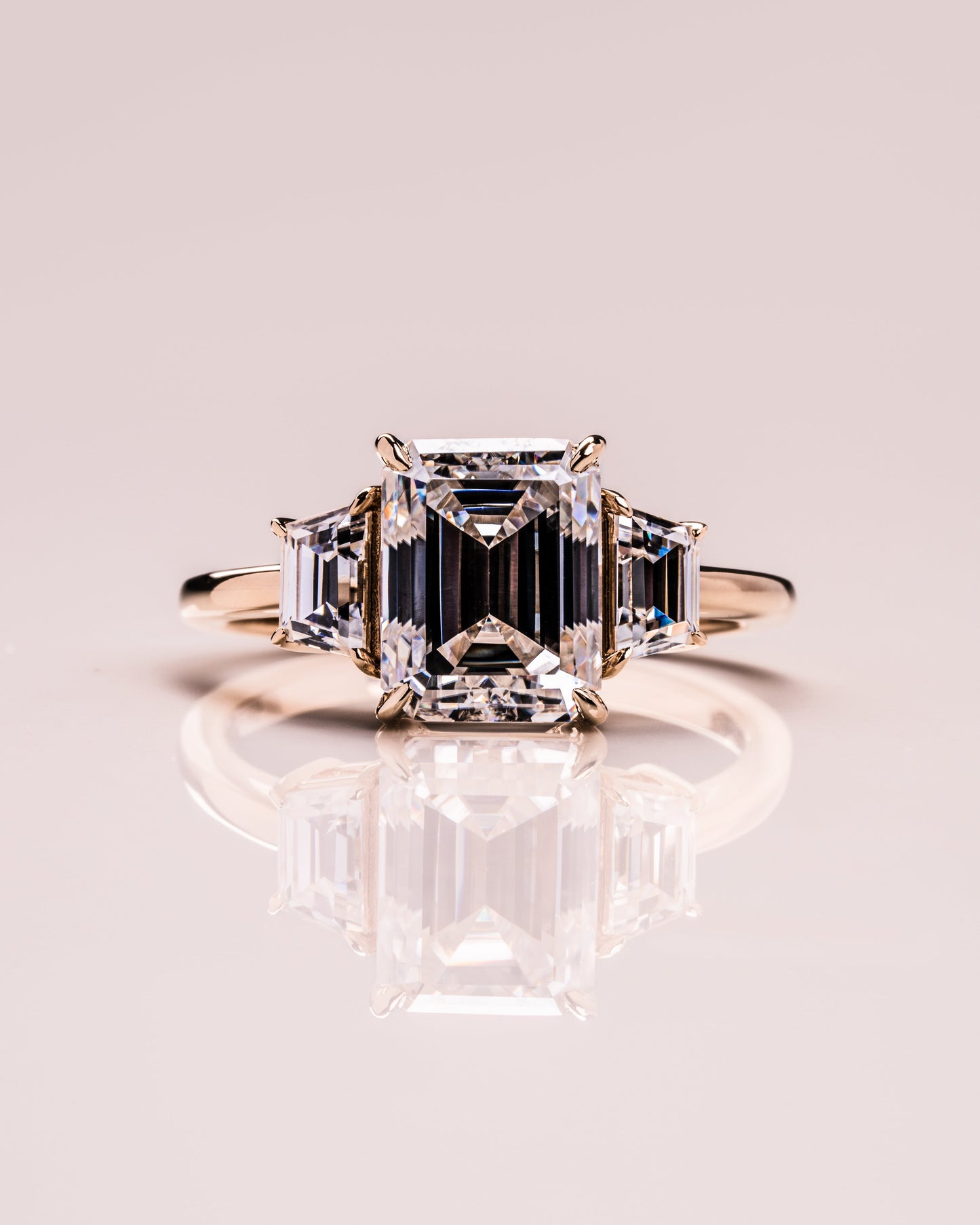 0.66 CT Emerald Cut Three Stone Lab Grown Diamond Engagement Ring