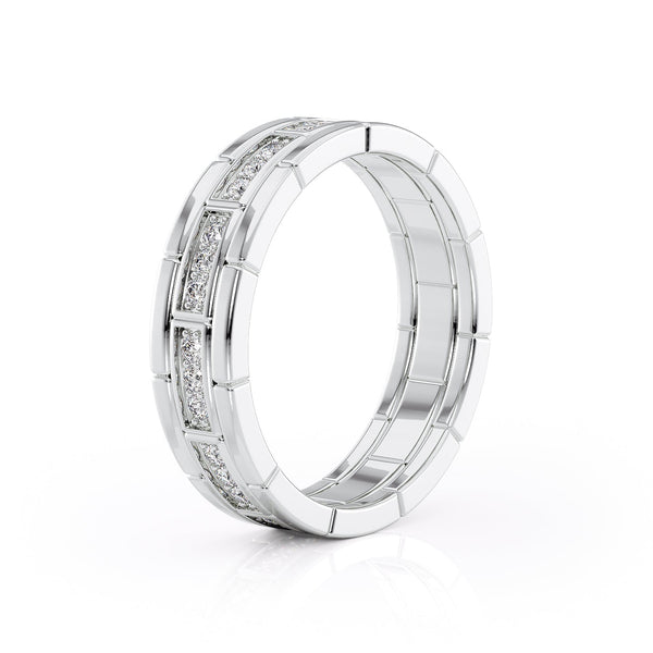 Round Shaped Stones Wedding Band For Men 4 Round Shaped Stones Wedding Band For Men 4