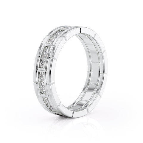 Round Shaped Stones Wedding Band For Men 4 Round Shaped Stones Wedding Band For Men 4