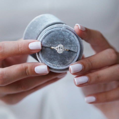 1.5 CT Oval Cut Cluster Moissanite Engagement Ring 2 1.5 CT Oval Cut Cluster Moissanite Engagement Ring 2