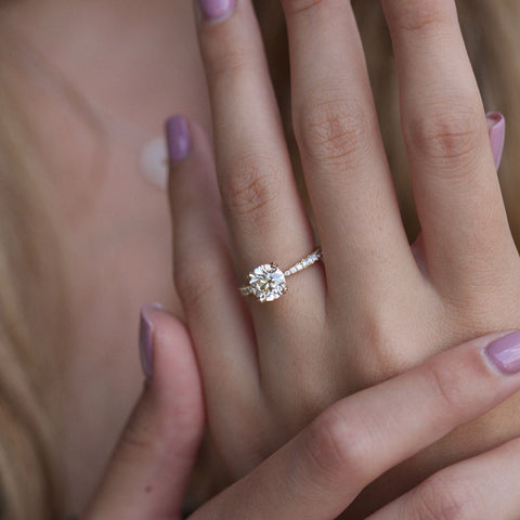 1.35 CT Round Cut Solitaire Pave Moissanite Engagement Ring 1 1.35 CT Round Cut Solitaire Pave Moissanite Engagement Ring 1