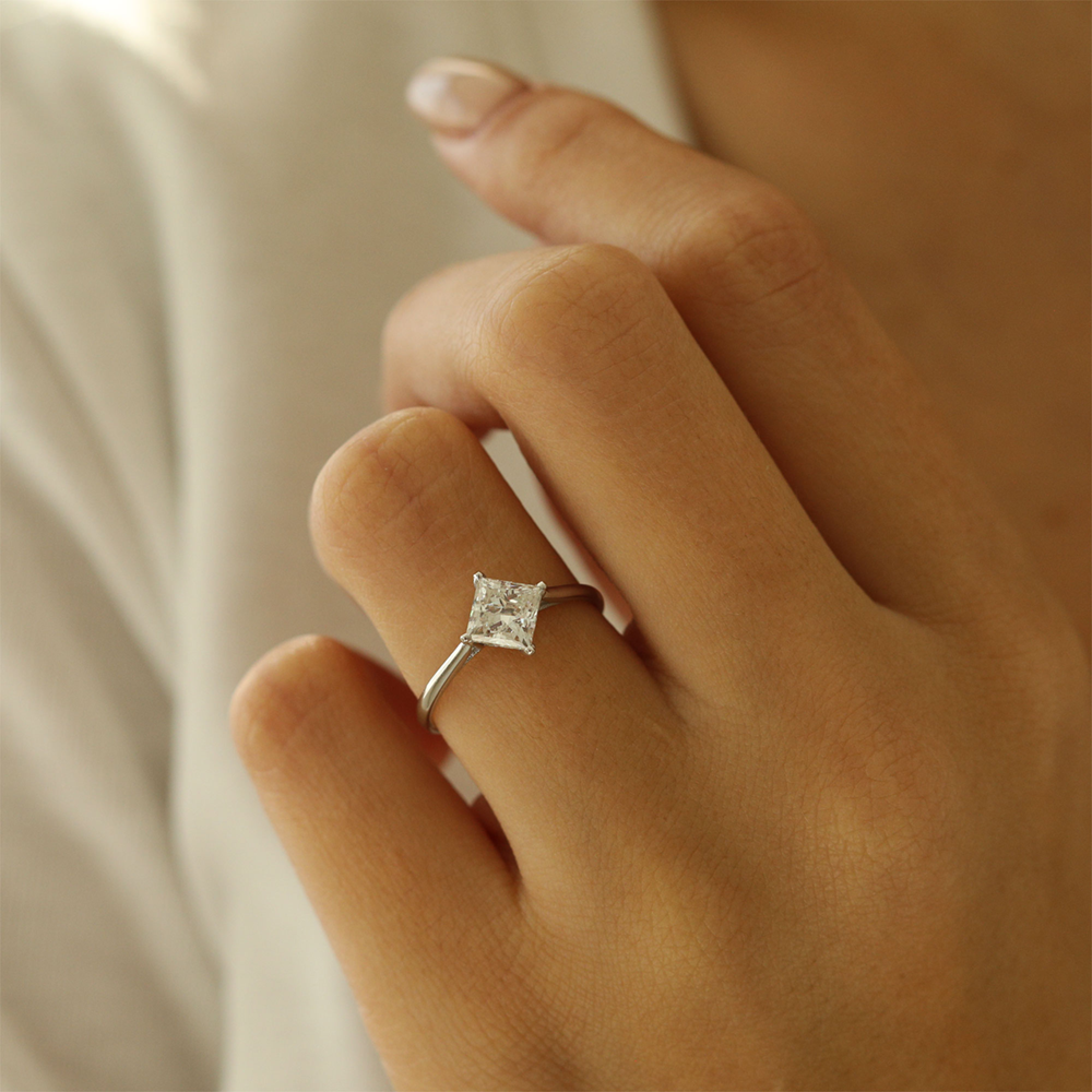 1.18 CT Princess Cut Solitaire Moissanite Engagement Ring 2 1.18 CT Princess Cut Solitaire Moissanite Engagement Ring 2