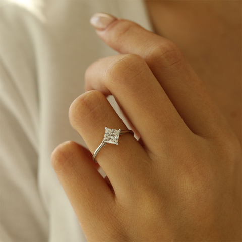 1.18 CT Princess Cut Solitaire Moissanite Engagement Ring 2 1.18 CT Princess Cut Solitaire Moissanite Engagement Ring 2