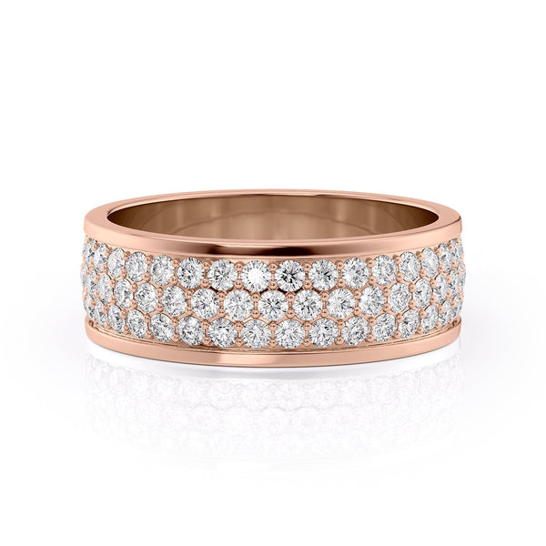 Round Shaped Stones Classic Men's Wedding Band 3 Round Shaped Stones Classic Men's Wedding Band 3