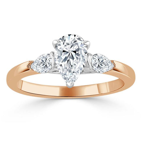 1.0 CT Pear Cut Moissanite Three Stone Engagement Ring 7 1.0 CT Pear Cut Moissanite Three Stone Engagement Ring 7