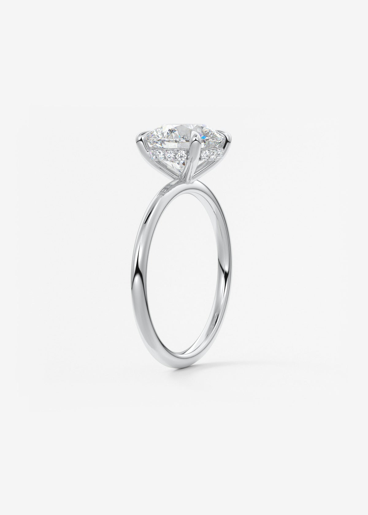 Round Hidden Halo Lab Grown Diamond Engagement Ring