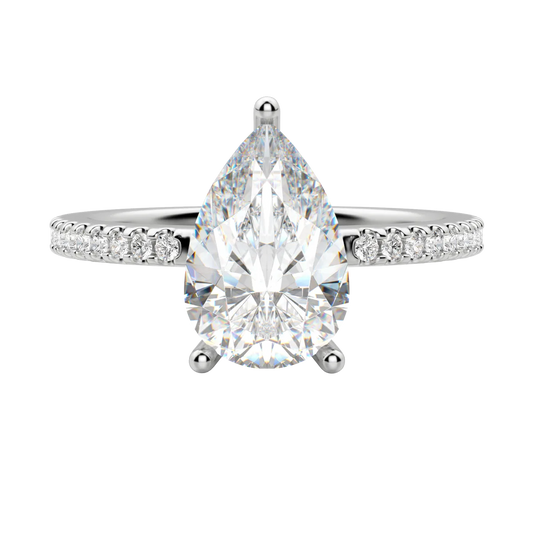 1.33 CT Pear Cut Solitaire Pave Moissanite Engagement Ring 3