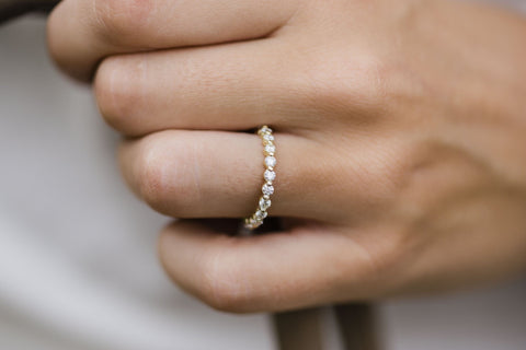 0.70 TCW Round Bubble Prong Moissanite Wedding Band 2 0.70 TCW Round Bubble Prong Moissanite Wedding Band 2