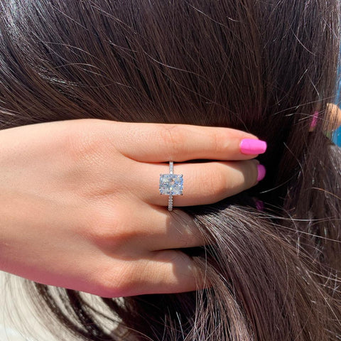 1.5 CT Cushion Solitaire & Pave Moissanite Engagement Ring 7 1.5 CT Cushion Solitaire & Pave Moissanite Engagement Ring 7