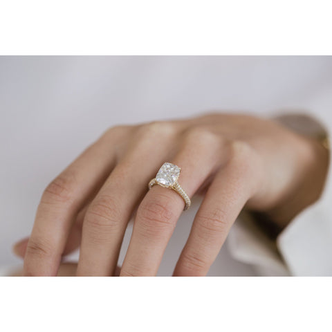 3.20 CT Elongated Cushion Solitaire Hidden Halo Moissanite Engagement Ring 8 3.20 CT Elongated Cushion Solitaire Hidden Halo Moissanite Engagement Ring 8